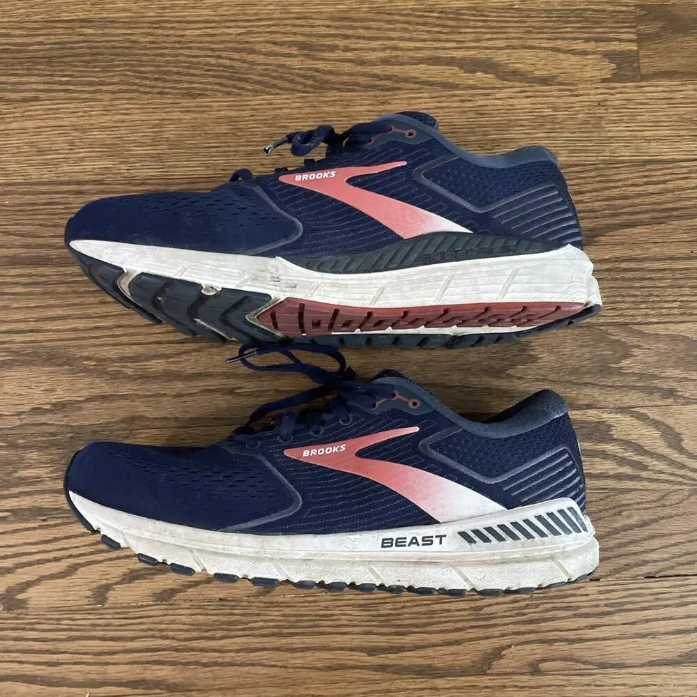 Brooks Beast 20 Comfort Running Shoes Sneakers Navy Mens Size 12 4E Extra Wide